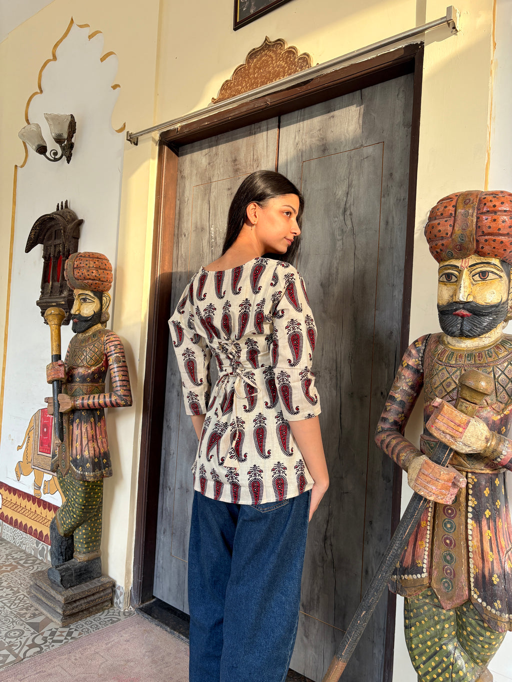 Gulnaar Kurti | Corset back| Square neck |100% Pure cotton | ClubTara