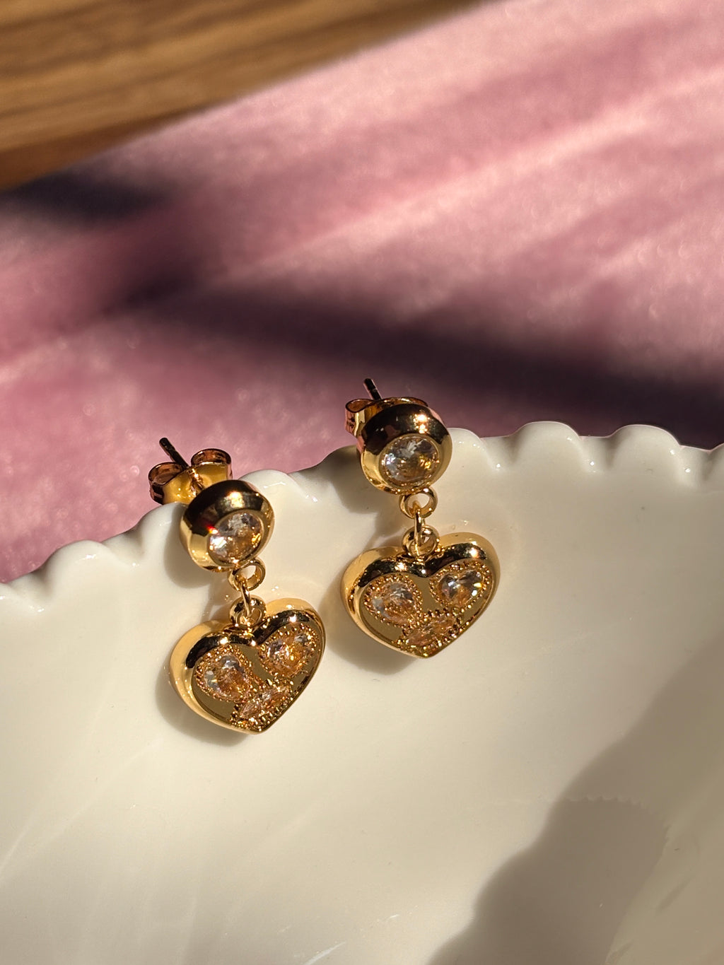 Heart drop earrings