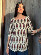 Gulnaar Kurti | Corset back| Square neck |100% Pure cotton | ClubTara