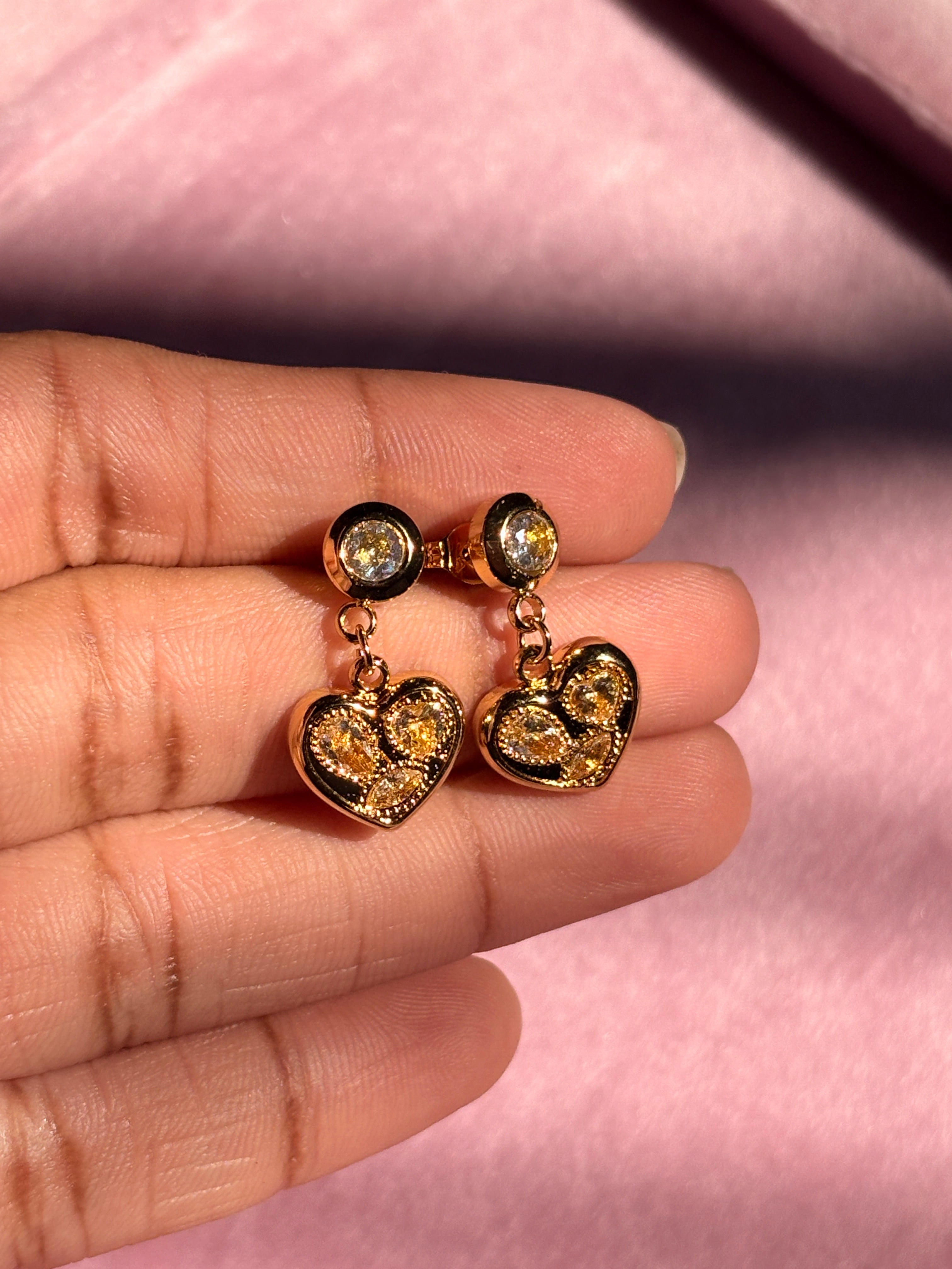 Heart drop earrings