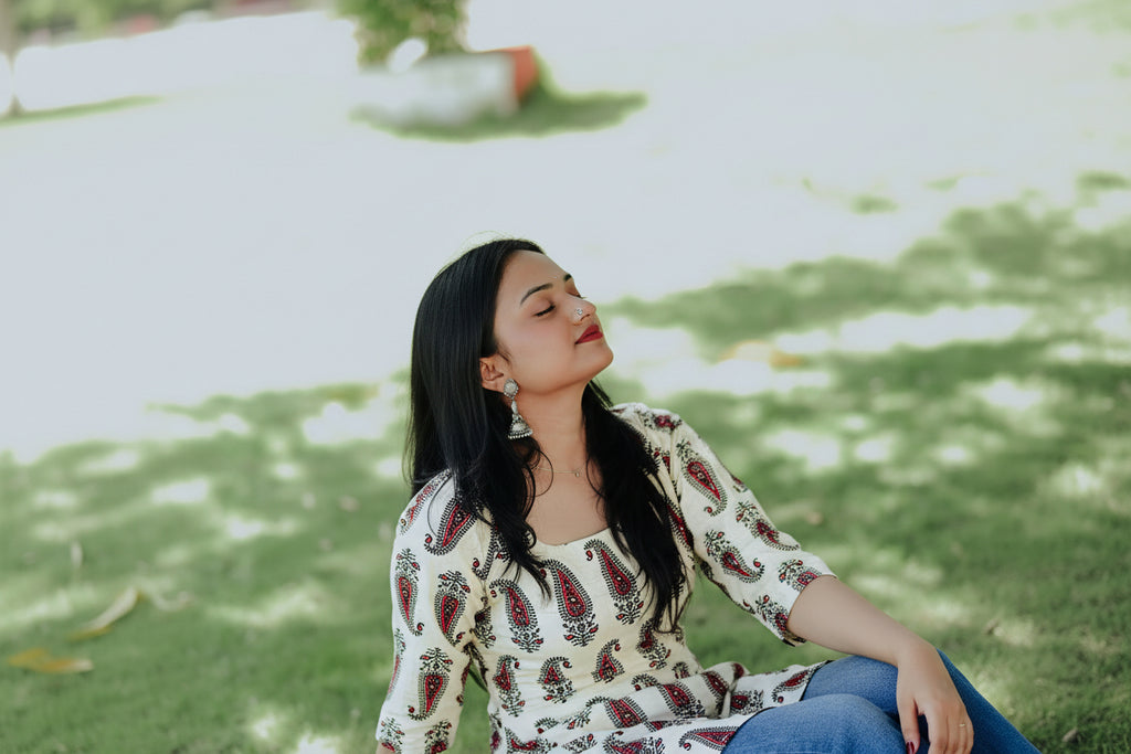 Gulnaar Kurti | Corset back| Square neck |100% Pure cotton | ClubTara