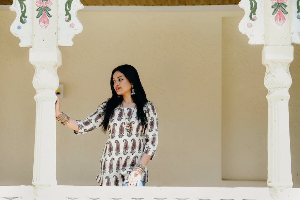 Gulnaar Kurti | Corset back| Square neck |100% Pure cotton | ClubTara
