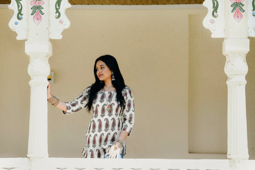 Gulnaar Kurti | Corset back| Square neck |100% Pure cotton | ClubTara