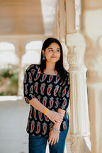Raatraani Kurti | Corset back| Square neck| 100% pure cotton | ClubTara