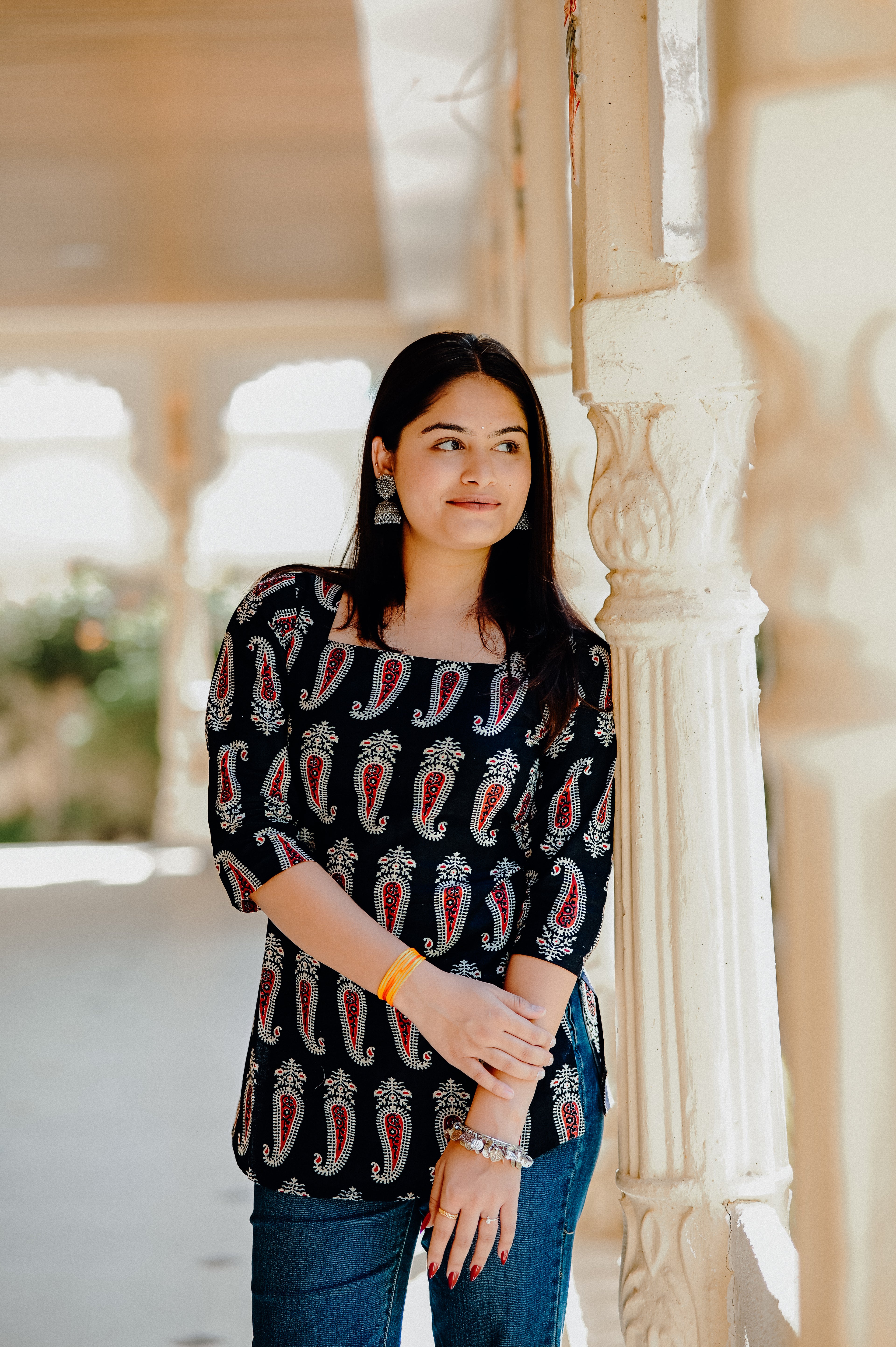 Raatraani Kurti | Corset back| Square neck| 100% pure cotton | ClubTara