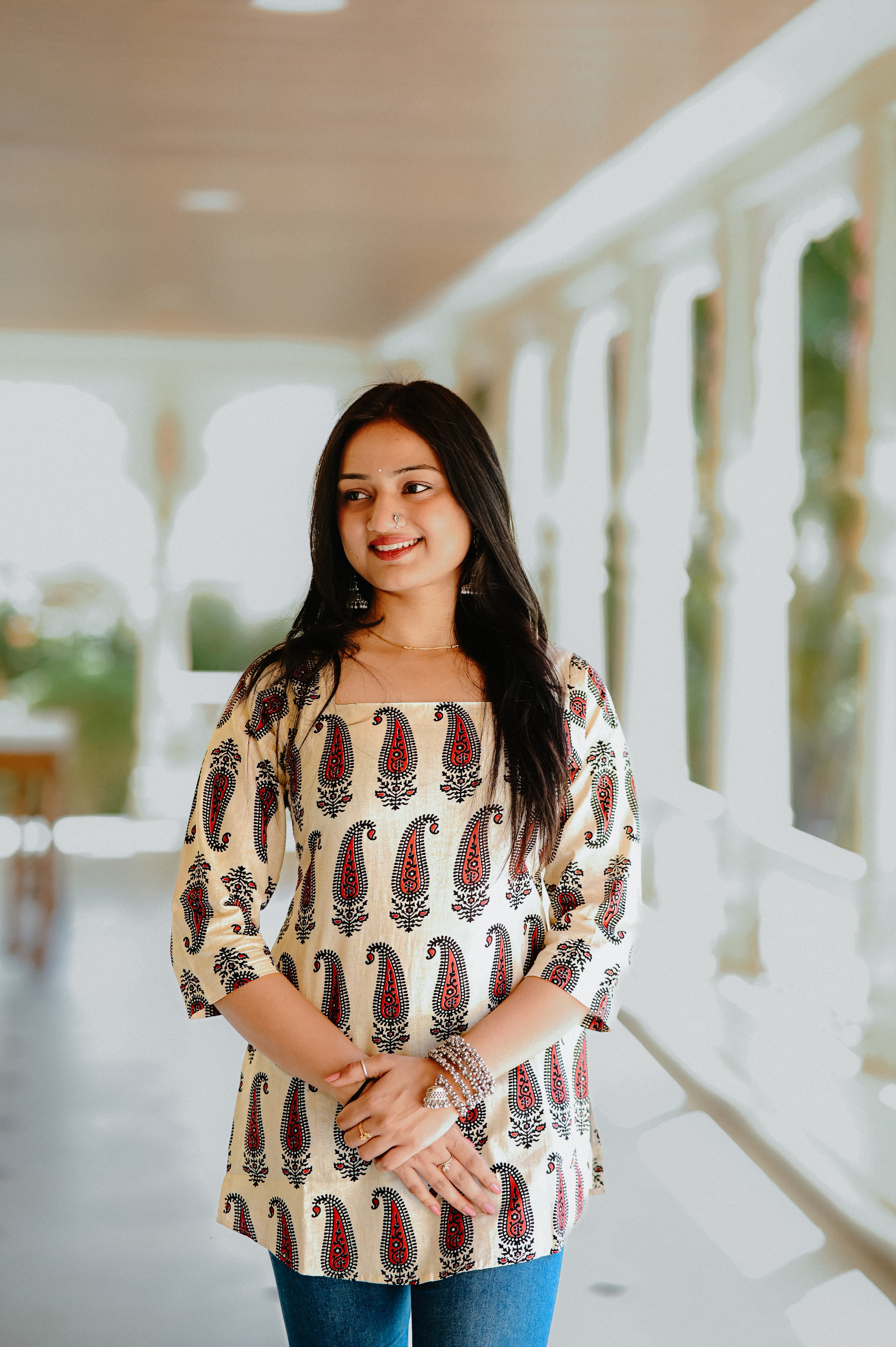 Gulnaar Kurti | Corset back| Square neck |100% Pure cotton | ClubTara