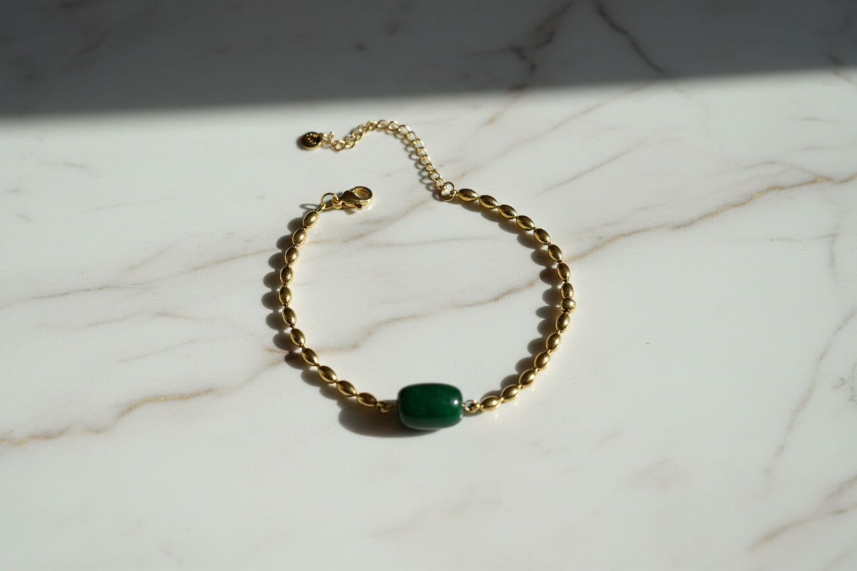 Jade Bracelet for Women – Green Stone Bracelet | Elegant Minimal Jewellery | ClubTara