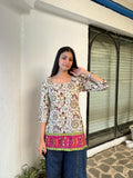 Warli art kurti | Pink color | Corset back