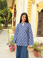 Neelpari kurti | Bell sleeves | navy blue