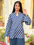 Neelpari kurti | Bell sleeves | navy blue